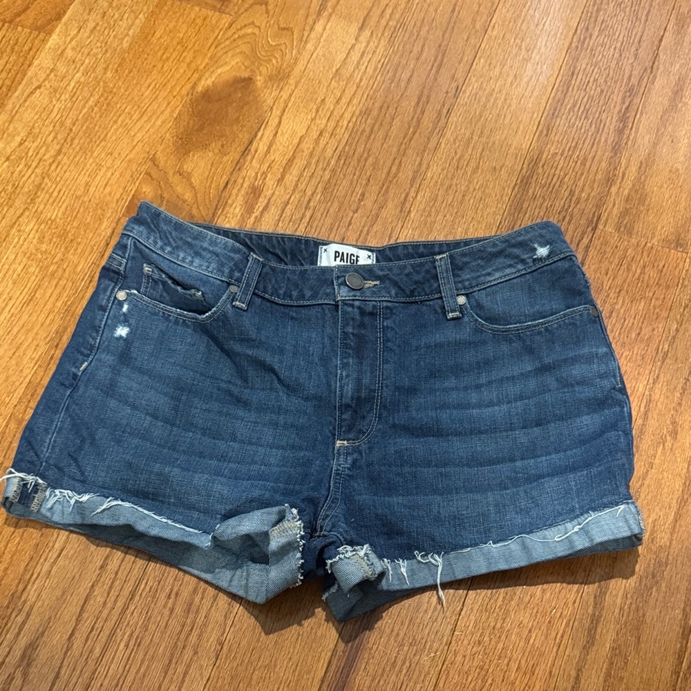 PAIGE Women's Dark Blue Jean Shorts
